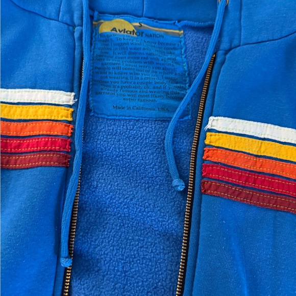 Bundle / lot Aviator Nation Blue Jogger Set with Rainbow Stripes - small - Picture 2 of 8